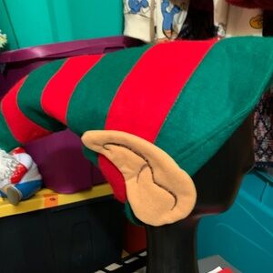 Festive Christmas Red and Green Elf Hat with Ears
